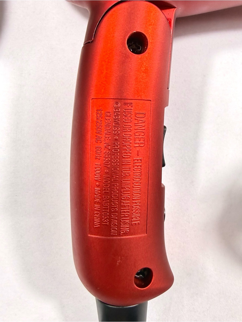 Babyliss Pro TT 1500 Hair Blow Dryer Travel Size Red With Attachments Pre-owned - Picture 3 of 8